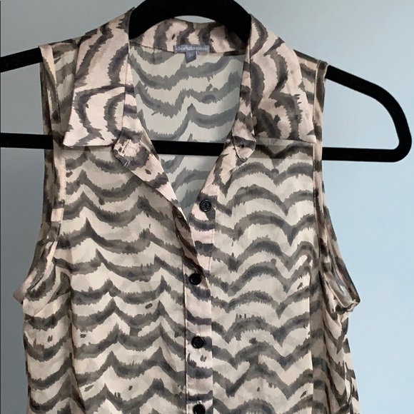 Sheer Sleeveless Collared Blouse - Picture 2 of 5